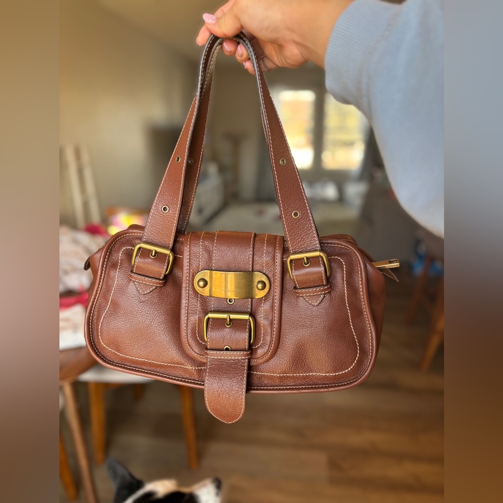 🚨VINTAGE MARC JACOBS BROWN LEATHER SATCHEL SHOULDER BAG WITH BRASS HARDWARE🚨